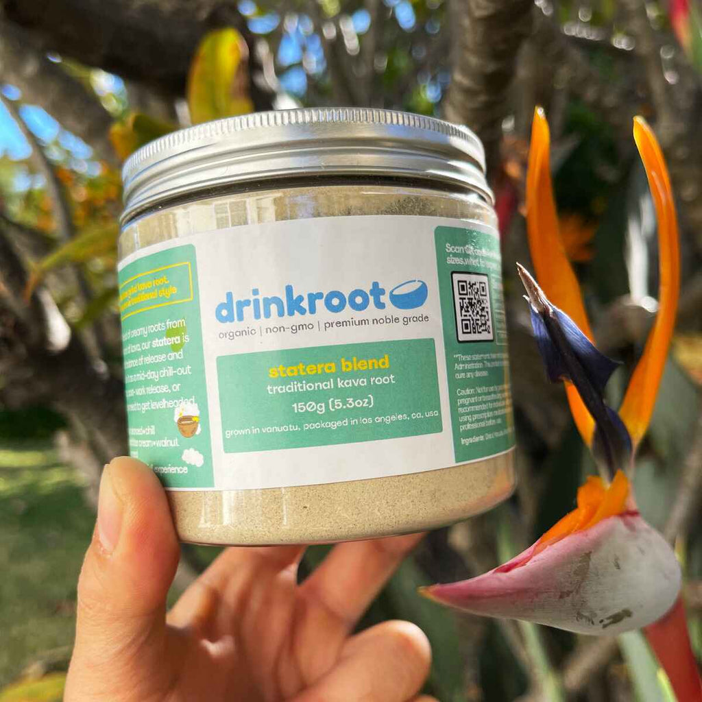 Statera Traditional Kava jar balanced for earthy calm, steady clarity, and early, evening ease.