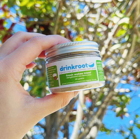 Wakea Instant Kava jar reflecting bright heady clarity, sweet greens, and focused daytime energy.