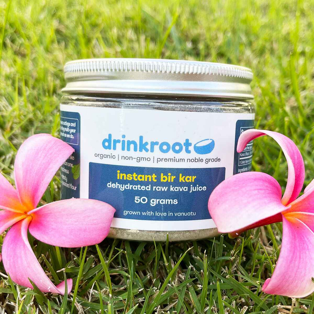 Bir Kar Instant Kava jar whose nutty, earthy character, creates balanced calm and steady focused ease.