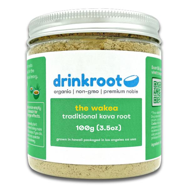 Wakea Traditional Kava jar highlighting bright heady clarity, sweet dreams, and creative focused energy.