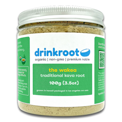 Wakea Traditional Kava jar highlighting bright heady clarity, sweet dreams, and creative focused energy.