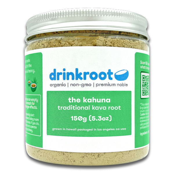 Kahuna Traditional Kava jar focused for light inspiring clarity, mint, celery freshness, and daytime flow.