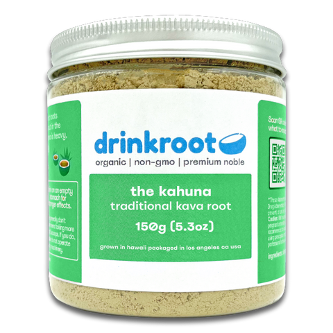 Kahuna Traditional Kava jar focused for light inspiring clarity, mint, celery freshness, and daytime flow.